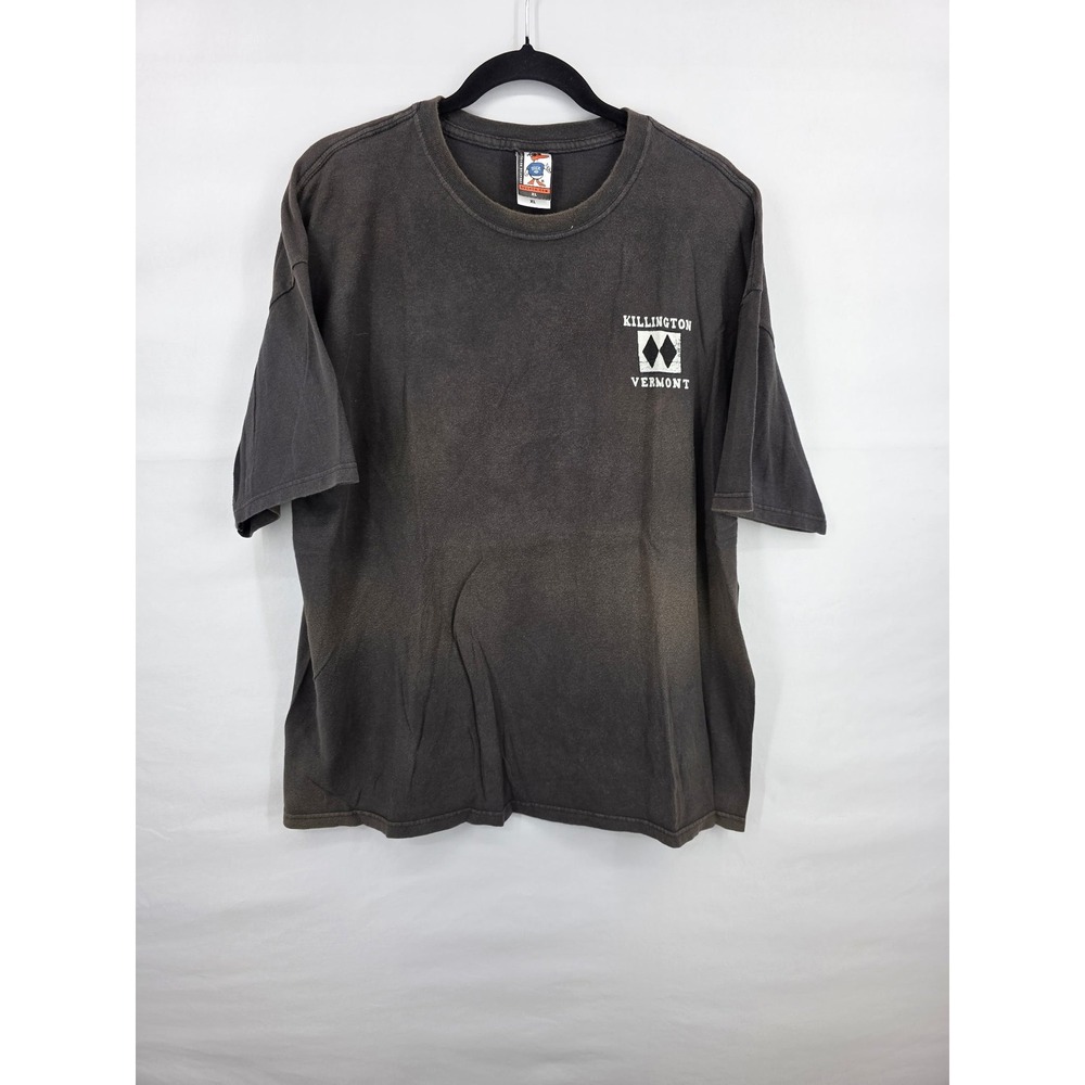 Vintage Duck Co Killington Vermont Bear Mountain Ski T-Shirt Mens XL Black Fade